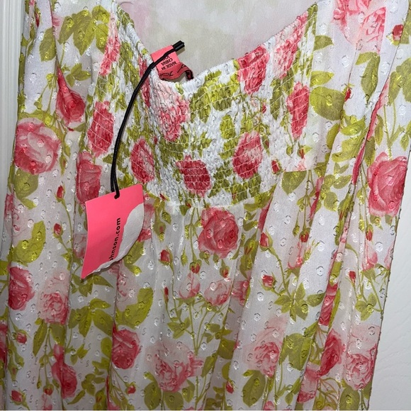 Betsey Johnson XXL Pepper Midi Dress Sonic White Floral Pink Roses NWT 2x new - Picture 9 of 10